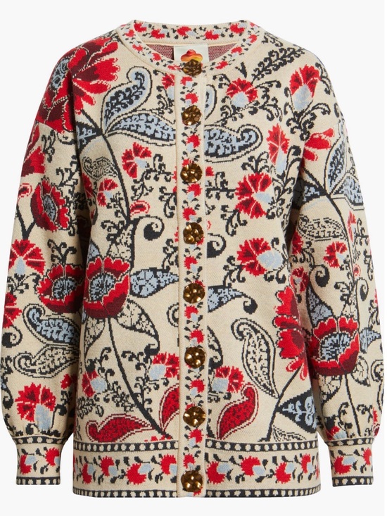 Farm Rio Sweaters - Farm Rio Francesca Jacquard Cardigan in Size L $248